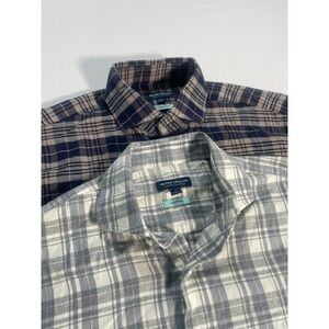 Lot of 2 Peter Millar Crown Crafted Men's Size M Italian Flannel Plaid Shirts